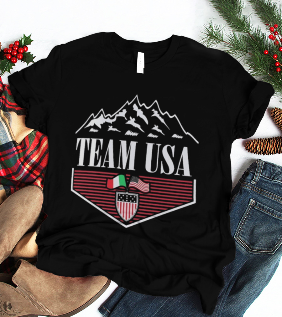 Team USA Winter Olympics 2026 Diamond Peaks Flag Emblem T-Shirt