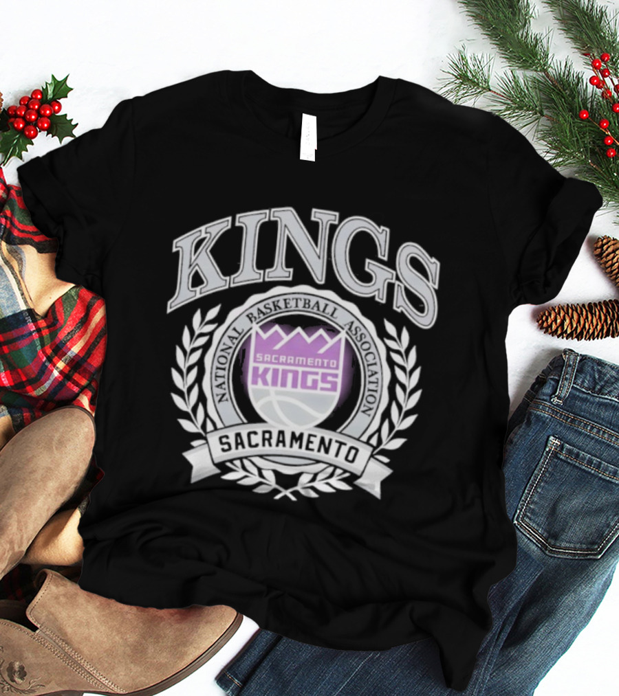 Sacramento Kings NBA Team Logo Laurel Wreath Emblem T-Shirt