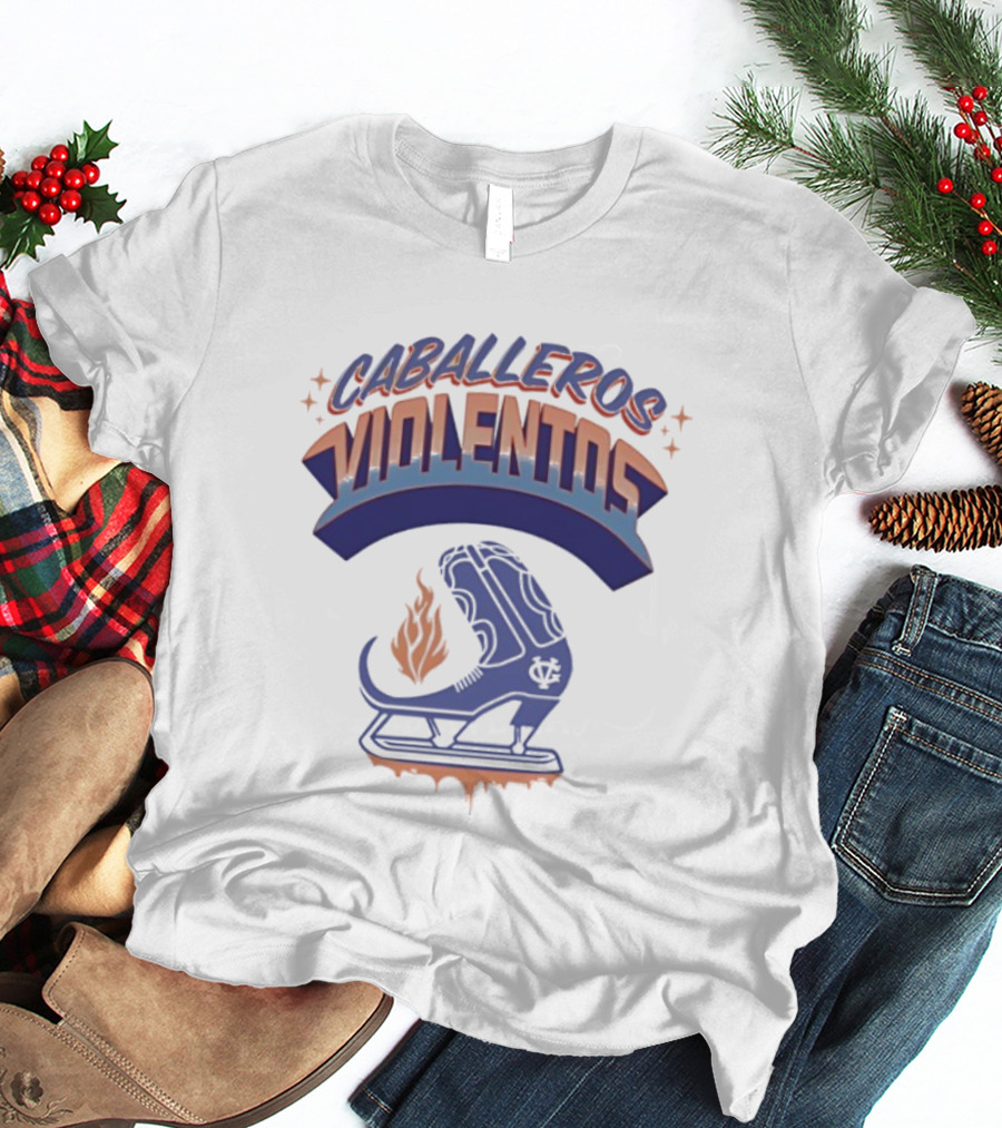 Caballeros Violentos Violent Gentlemen Flaming Hockey Skate T-Shirt
