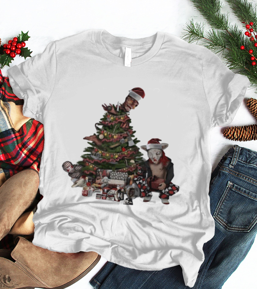 Horror Christmas Tree Zombie Santa Creepy Festive Creature T-Shirt