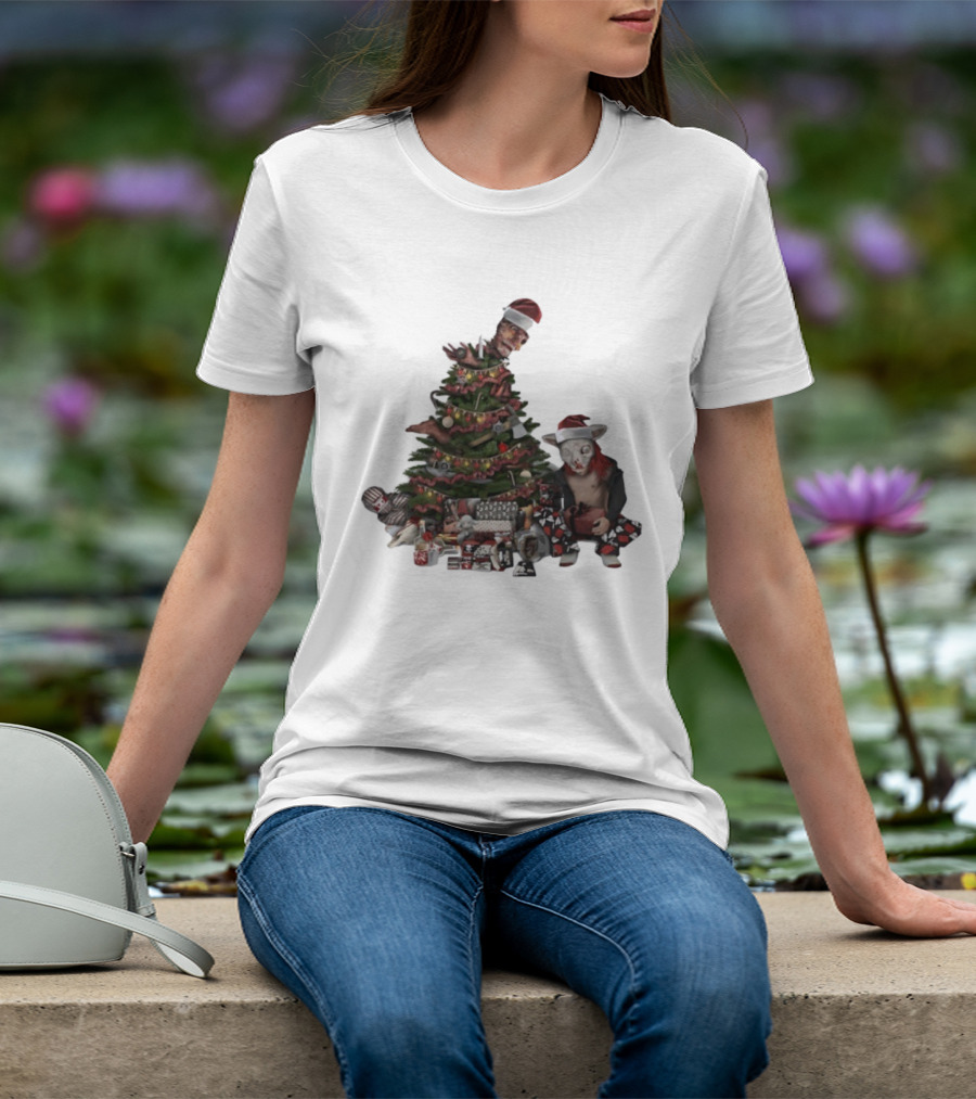 Horror Christmas Tree Zombie Santa Creepy Festive Creature T-Shirt