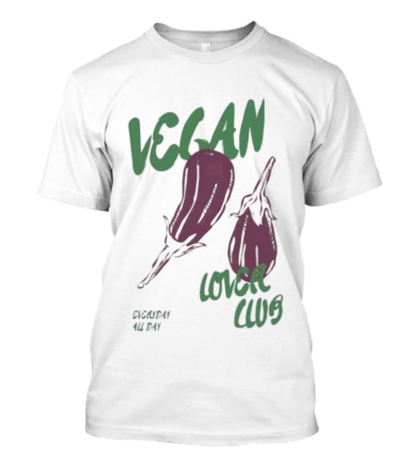Vegan Love Club Everyday All Day Eggplant Illustration T-Shirt