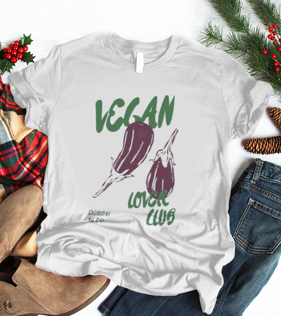 Vegan Love Club Everyday All Day Eggplant Illustration T-Shirt