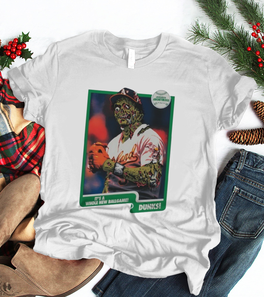 Zombie Oakland Athletics Whole New Ballgame Dunks Anonymous Player Cards T-Shirt