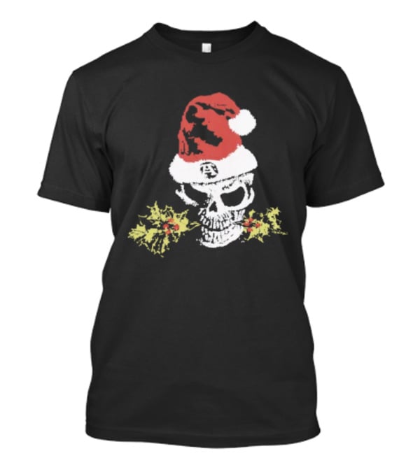Alchemist Christmas Skull Santa Hat Holly Wreath T-Shirt