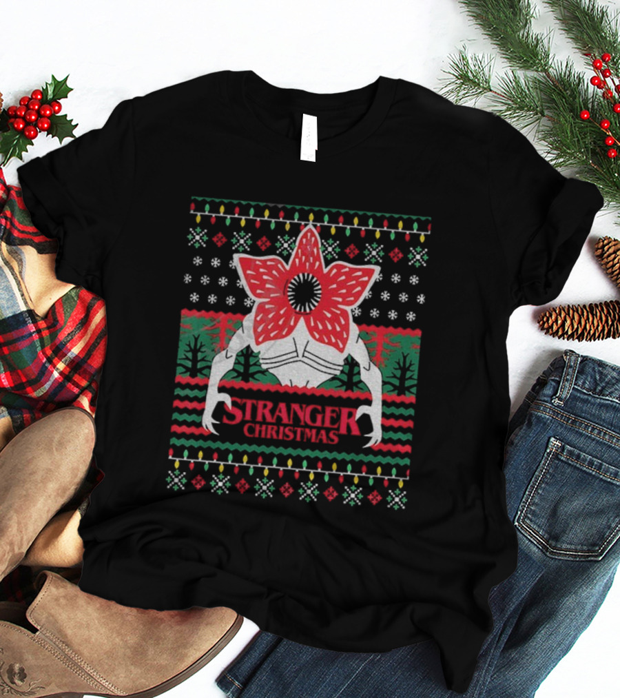 Stranger Things Demogorgon Upside Down Christmas Sweater Style T-Shirt