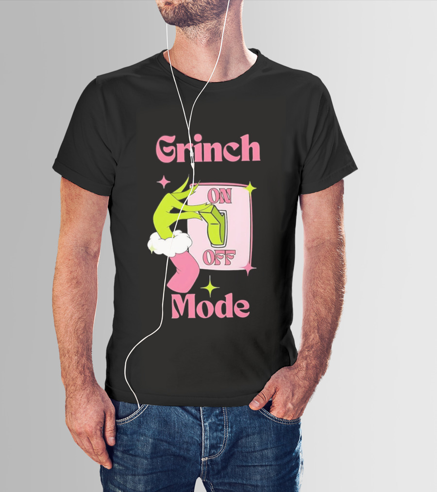 Grinch Mode On Off Merry Christmas Pink Girl T-Shirt