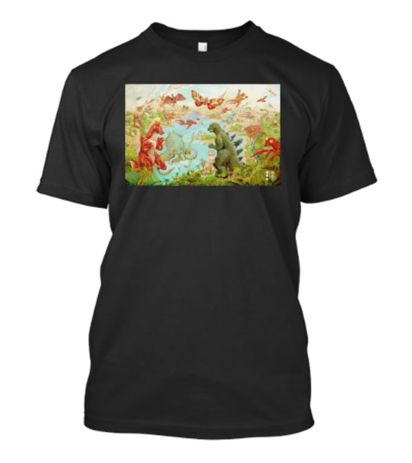 Godzilla Monster Island Showdown With Iconic Kaiju In Vintage Style T-Shirt