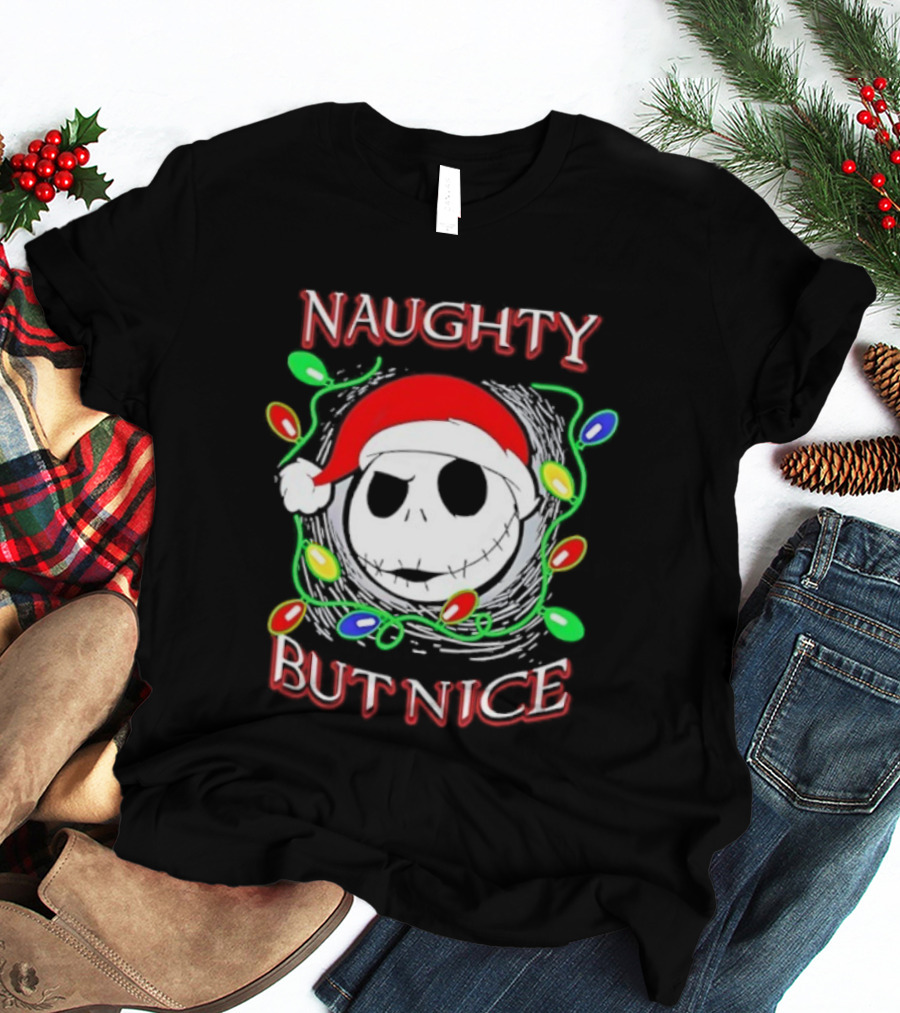 Naughty But Nice Jack Skellington The Nightmare Before Christmas Holiday Lights T-Shirt