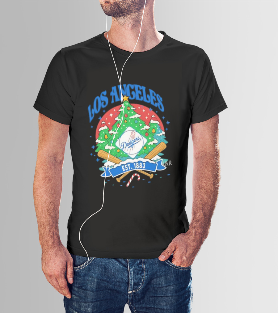 Los Angeles Dodgers Christmas Tree Est 1883 Dodgers T-Shirt