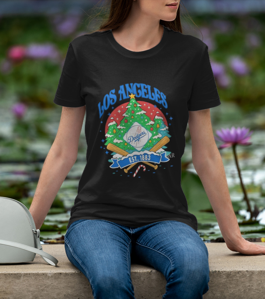 Los Angeles Dodgers Christmas Tree Est 1883 Dodgers T-Shirt