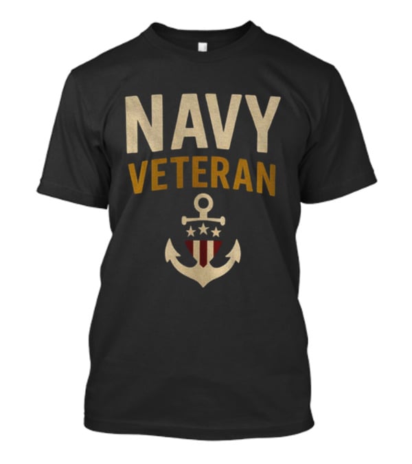 Navy Veteran Anchor Stars Stripes Military US Patriotic T-Shirt