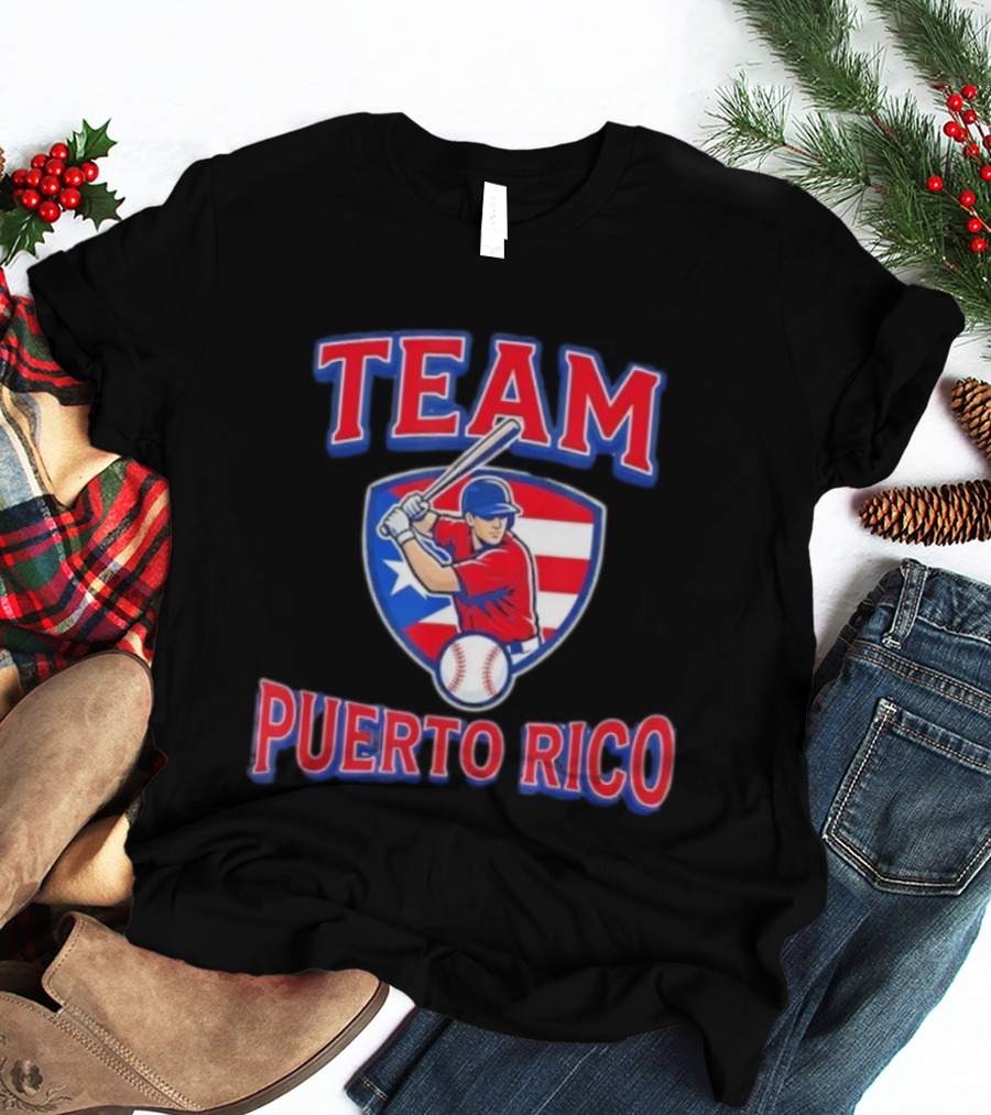 Team Puerto Rico Baseball Flag Player Patriotic USA T-Shirt