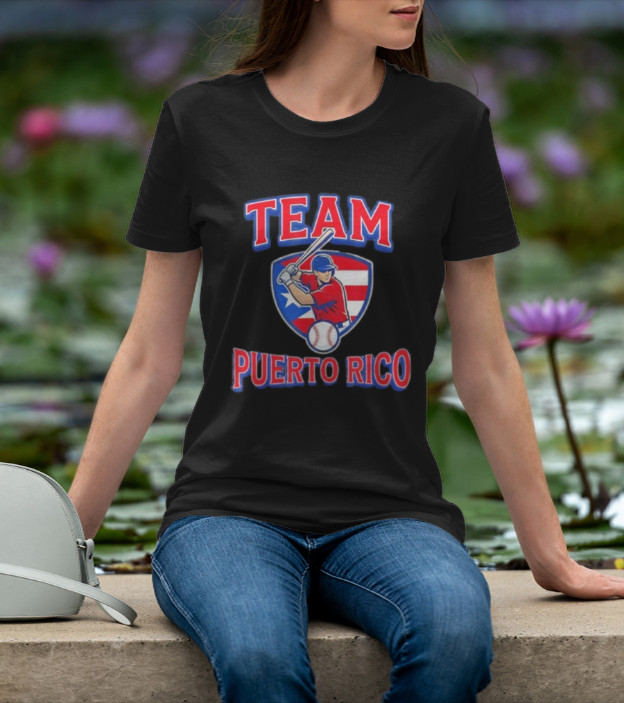 Team Puerto Rico Baseball Flag Player Patriotic USA T-Shirt