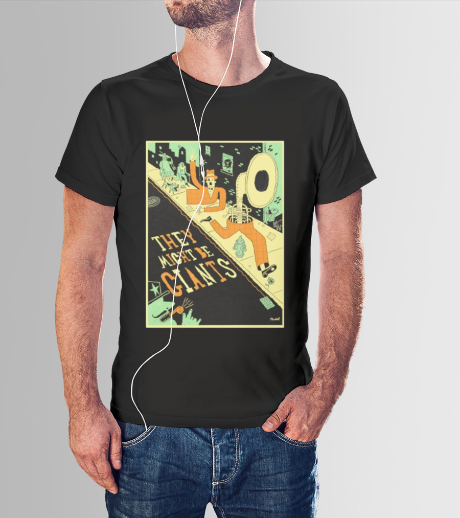 They Might Be Giants Comic Style Tuba Man Illustration T-Shirt