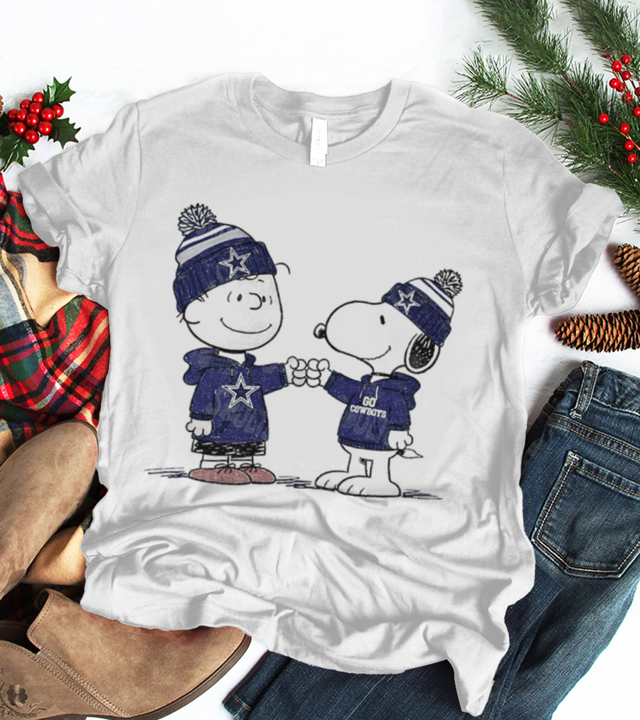 Snoopy Charlie Brown Go Cowboys Super Bowl Dallas Cowboys Fan Apparel T-Shirt