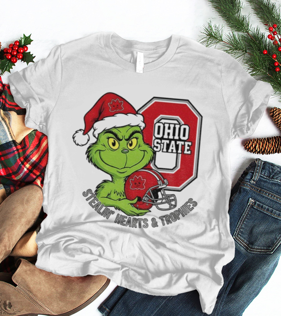 Ohio State Christmas Grinch Stealin’ Hearts Trophies T-Shirt