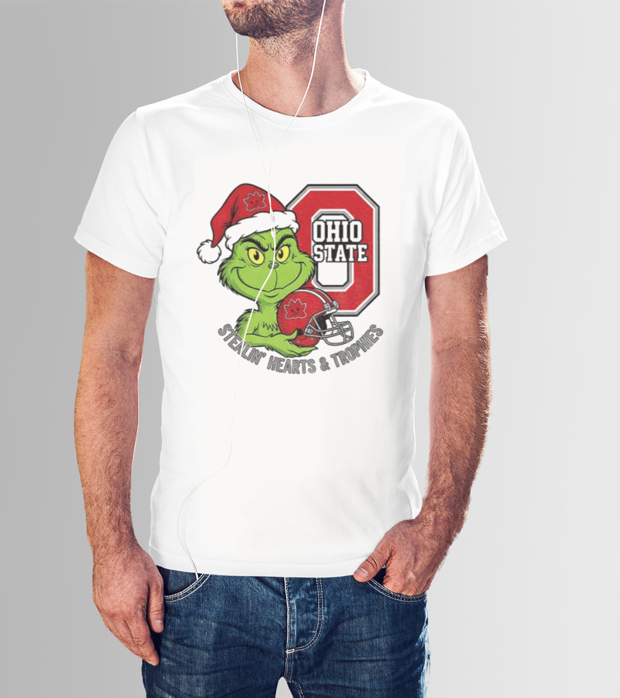 Ohio State Christmas Grinch Stealin’ Hearts Trophies T-Shirt