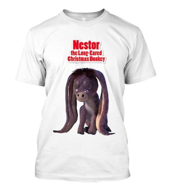 Nestor The Long Eared Christmas Donkey Character Illustration T-Shirt