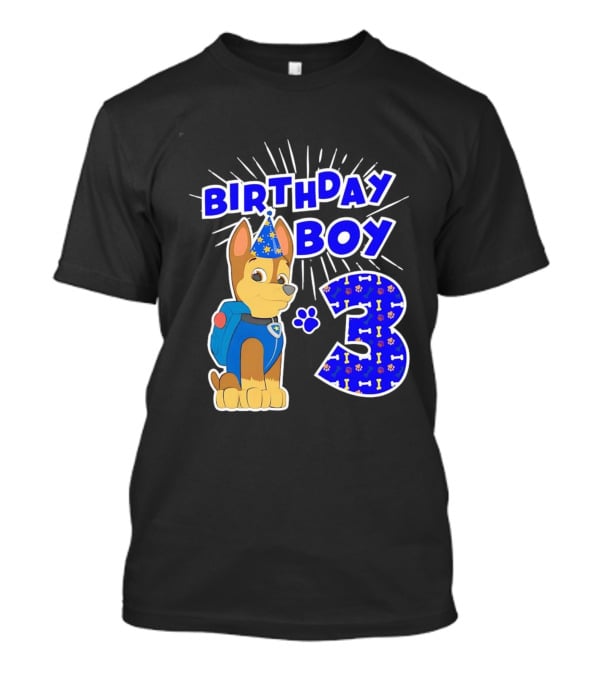 Birthday Boy Cute Police Pup Dog 3rd Party Theme T-Shirt