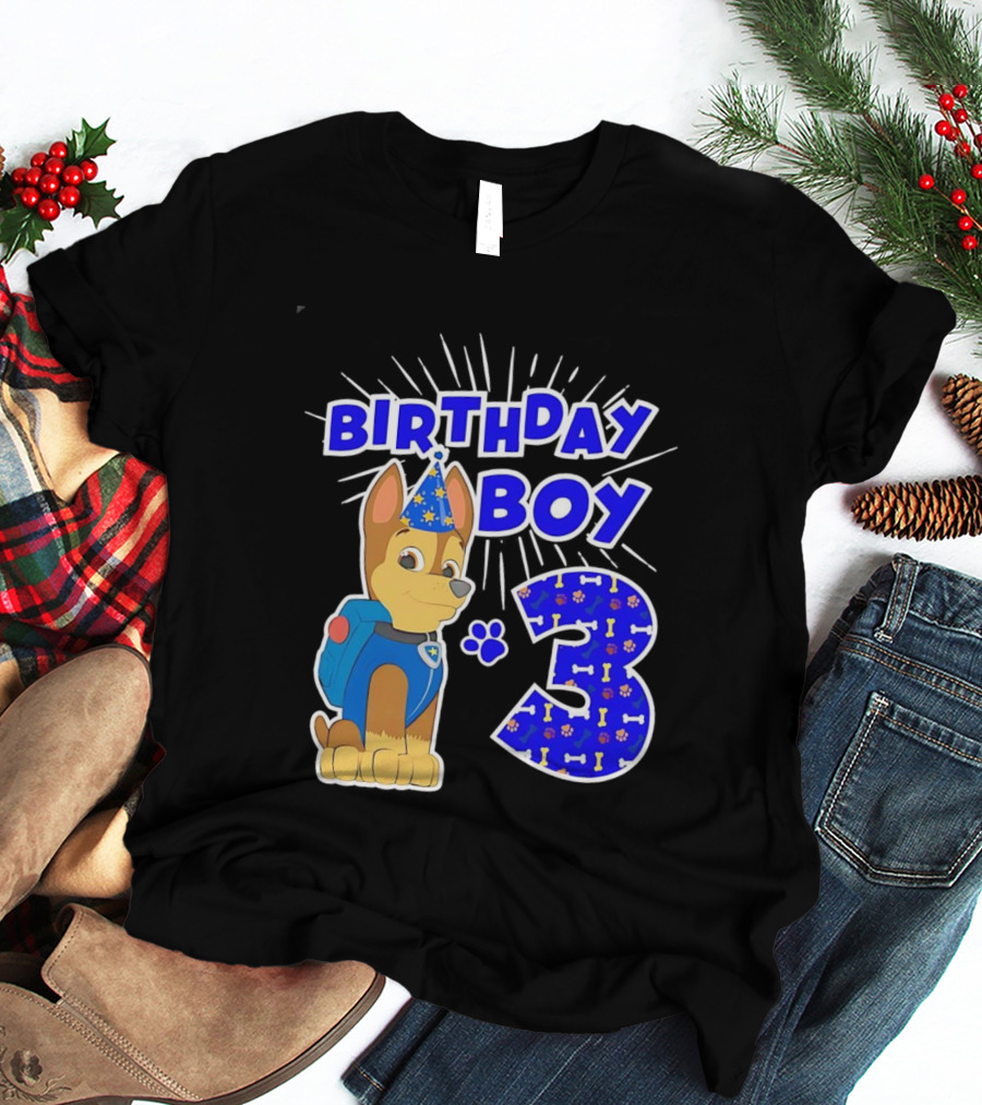 Birthday Boy Cute Police Pup Dog 3rd Party Theme T-Shirt
