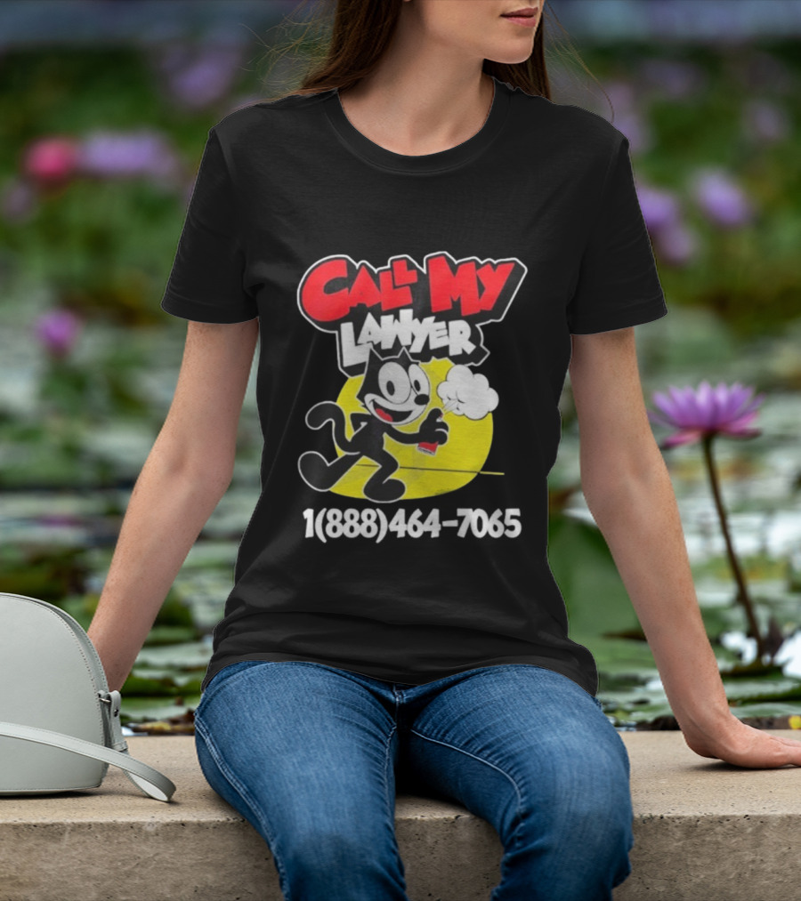 Call My Lawyer Felix The Cat Spray Paint Retro Style T-Shirt