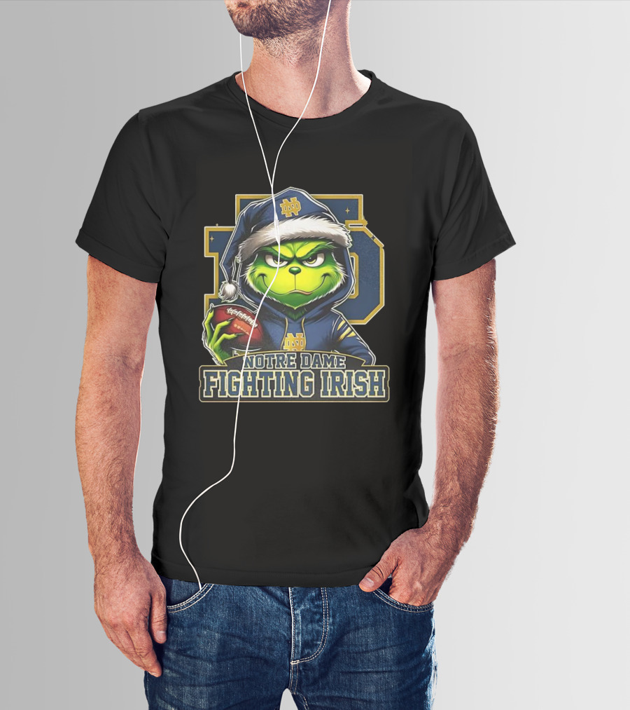 Grinch Notre Dame Fighting Irish Football Christmas 2025 T-Shirt