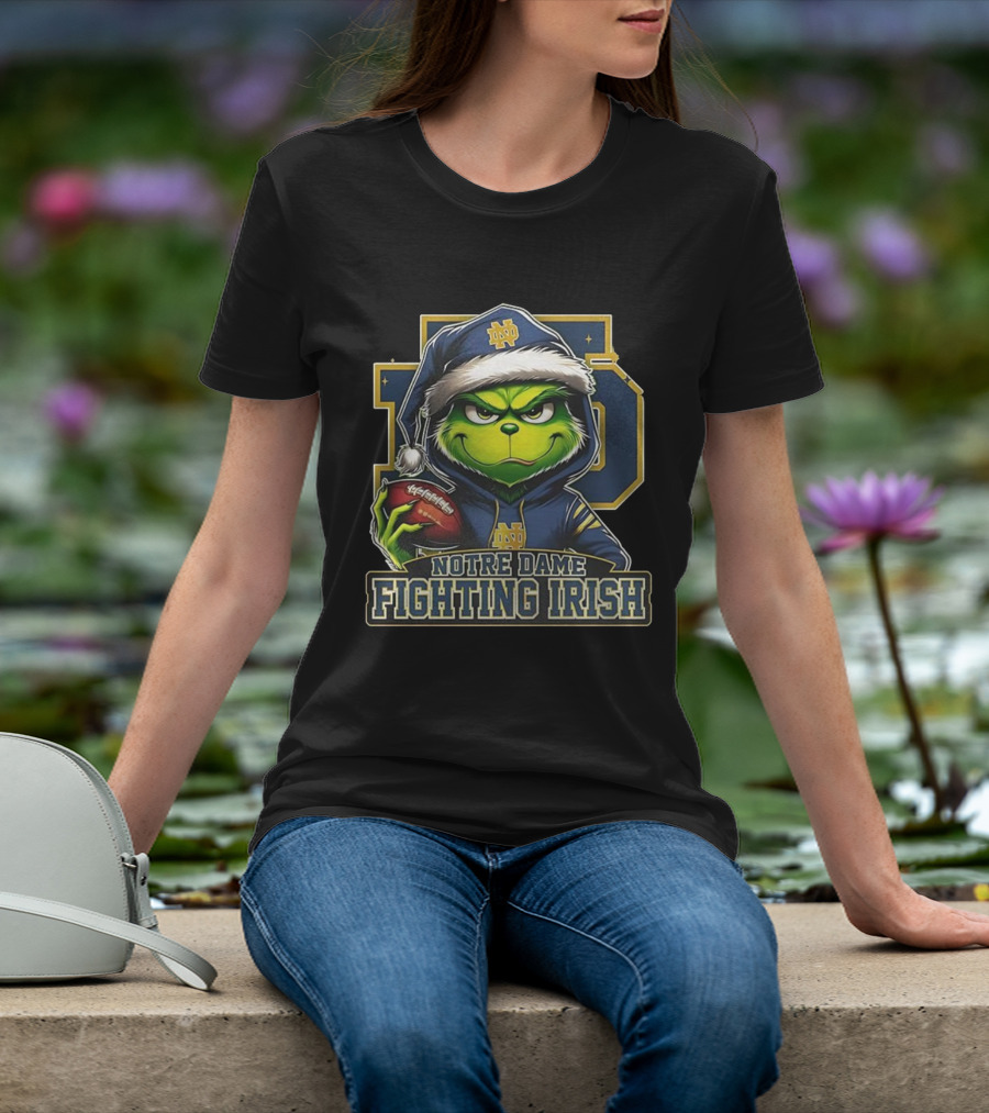 Grinch Notre Dame Fighting Irish Football Christmas 2025 T-Shirt