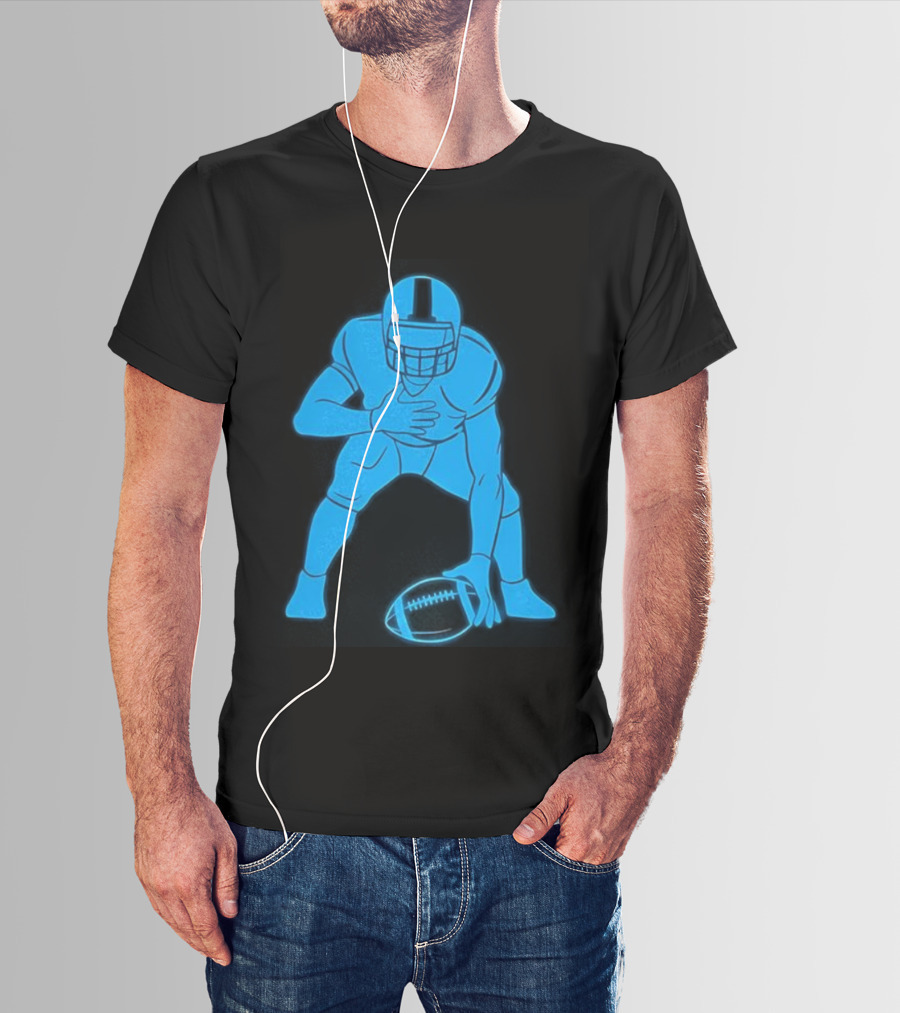 Matthew Stafford Football Neon Glow Blue T-Shirt