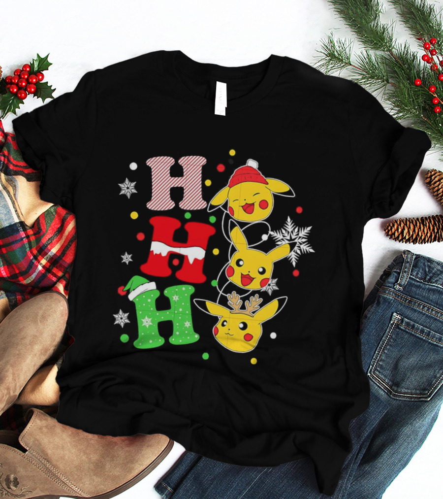 Pikachu Ho Ho Ho Christmas Festive Holiday Pokémon Celebration T-Shirt