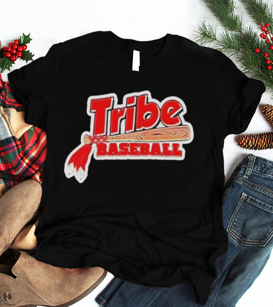 Tribe Baseball Bat Red Feather Bold Style T-Shirt