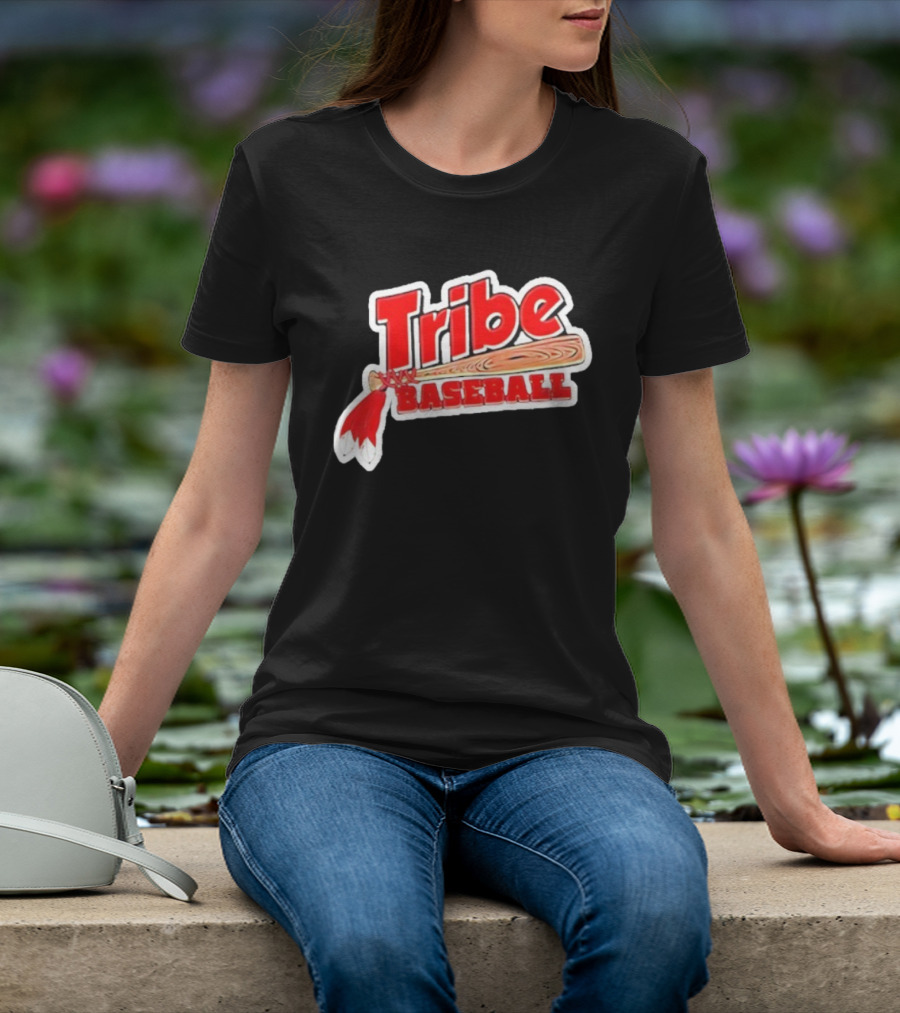 Tribe Baseball Bat Red Feather Bold Style T-Shirt