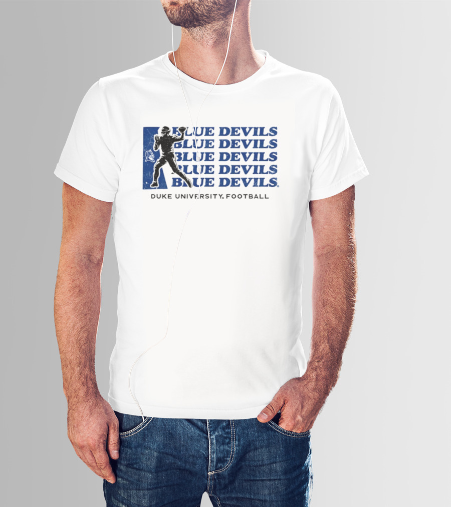 Duke Blue Devils Football Silhouette Duke University Blue Devils T-Shirt