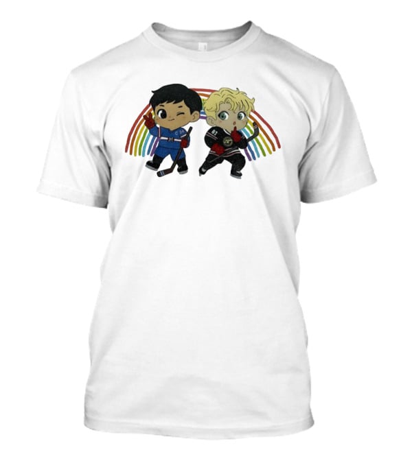 Hollanov Pride Heated Rivalry Chibi Hockey Players Rainbow T-Shirt