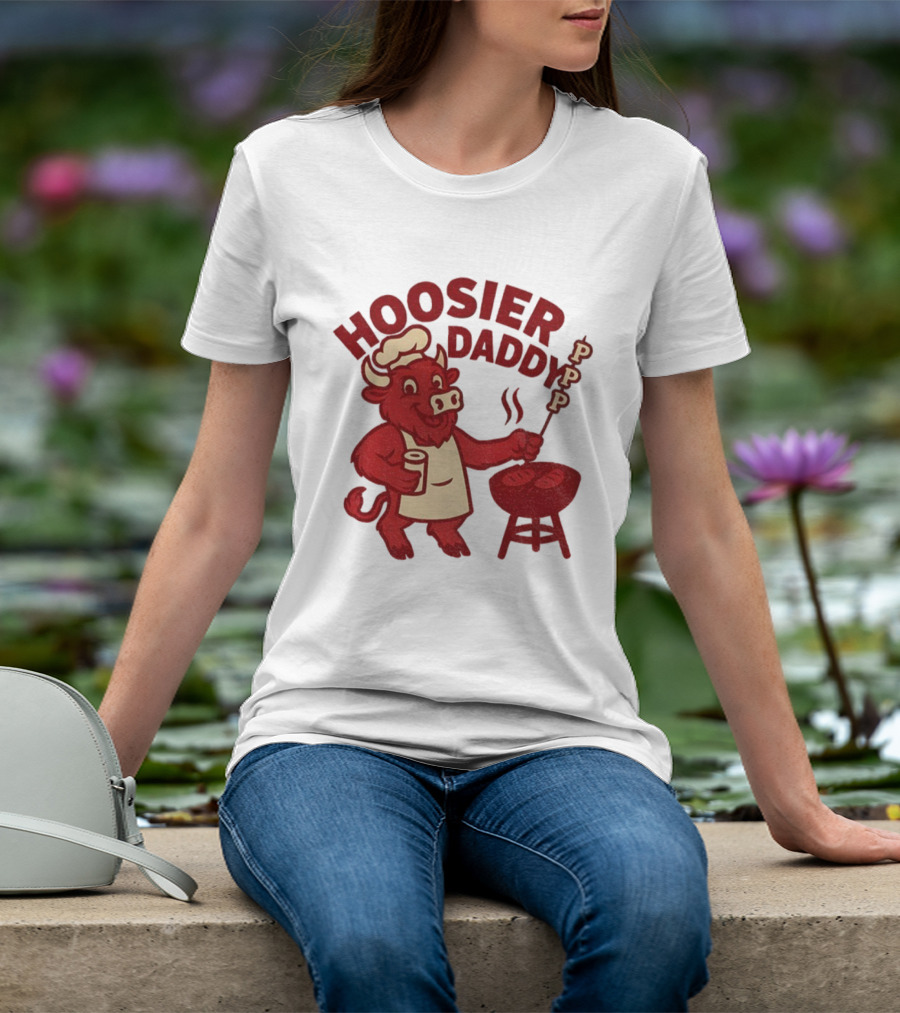 Hoosier Daddy PPP Indiana Hoosiers Football Coach Cig BBQ Bull Chef T-Shirt