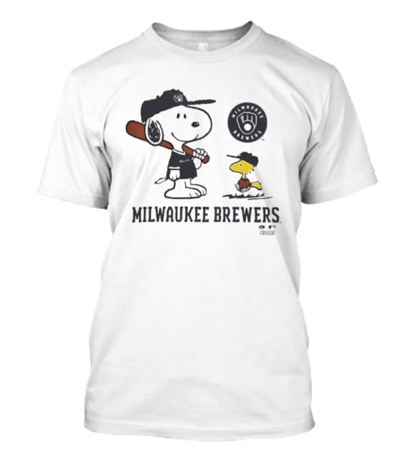 Milwaukee Brewers Snoopy Woodstock Peanuts Baseball Fan Apparel T-Shirt