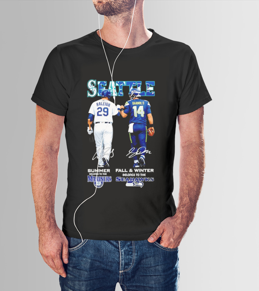 Seattle Cal Raleigh Mariners And Darnold Seahawks Fist Bump Summer Winter T-Shirt