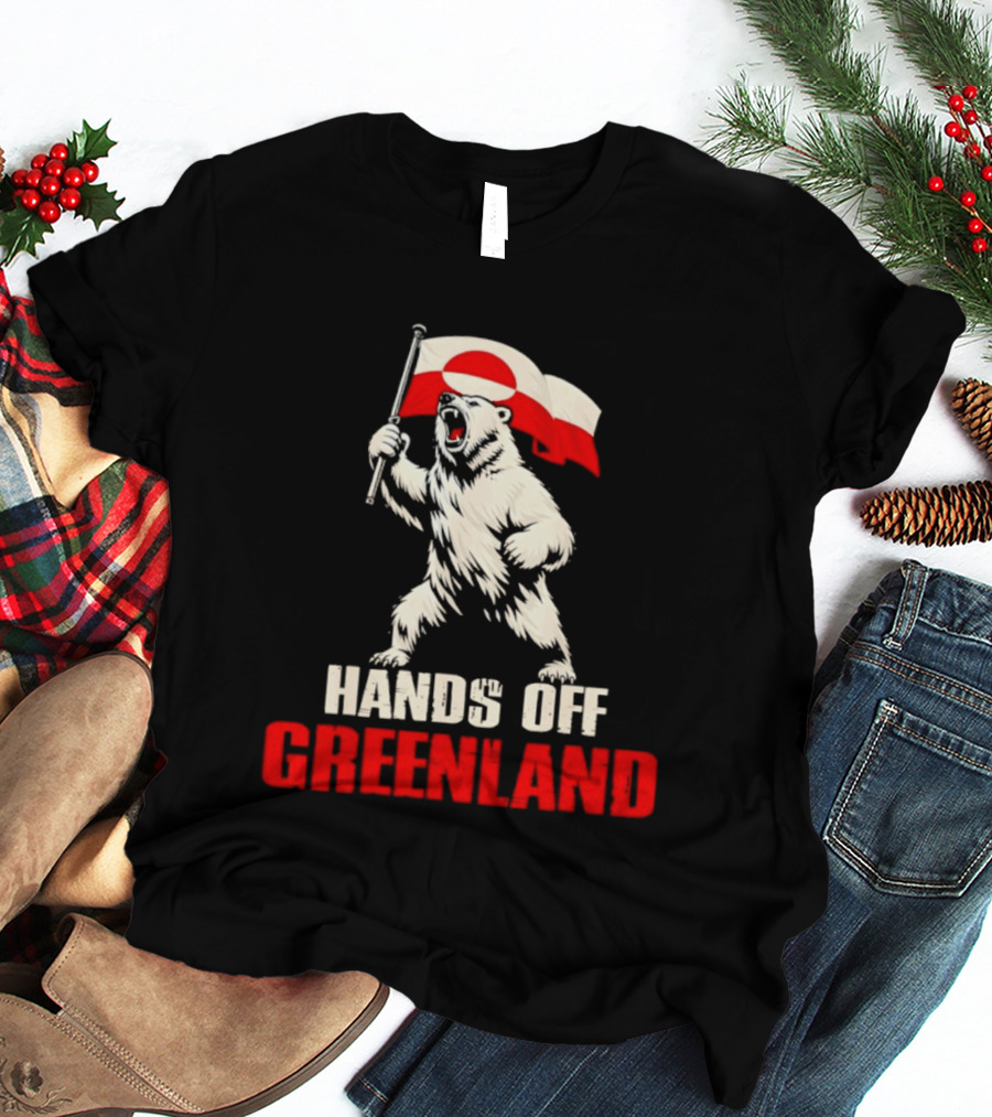 Hands Off Greenland Flag Bear Support Greenland T-Shirt