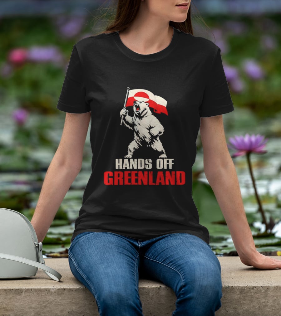 Hands Off Greenland Flag Bear Support Greenland T-Shirt