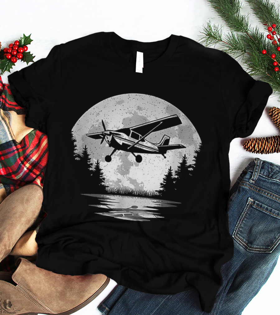 Pilot Airplane Aviator Aviation Vintage Seaplane Reflections T-Shirt