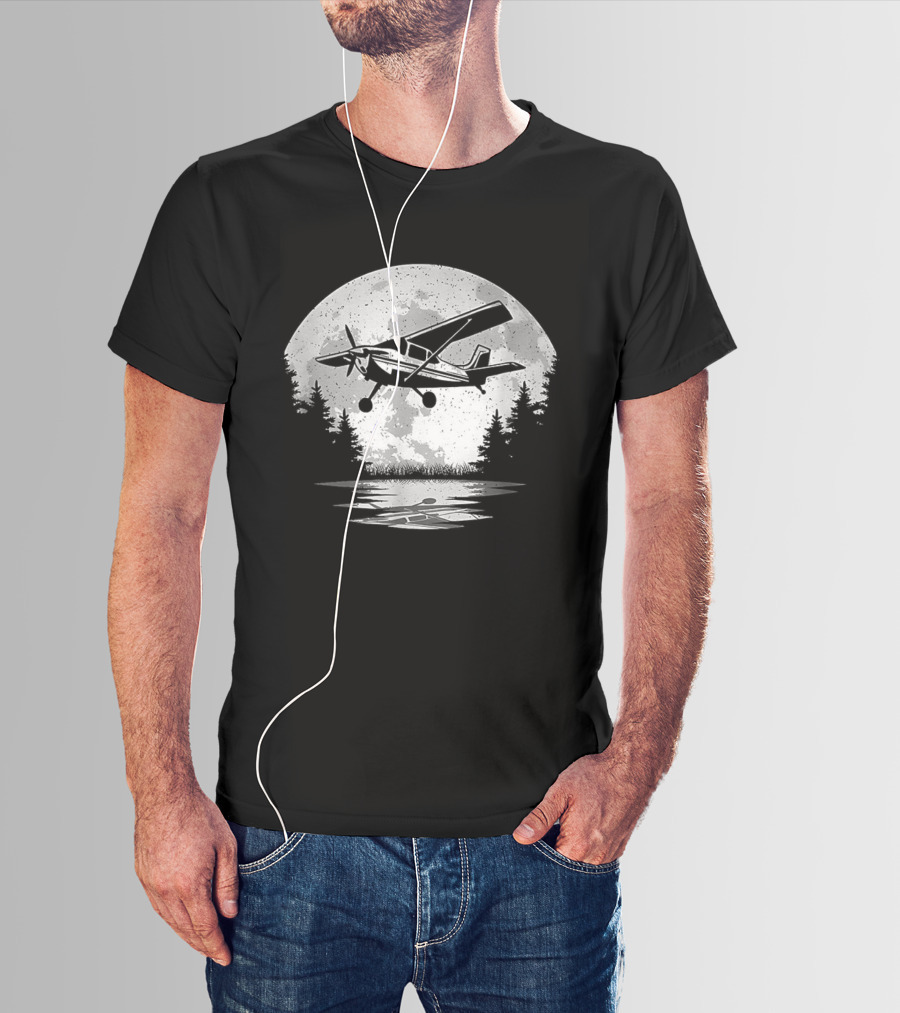 Pilot Airplane Aviator Aviation Vintage Seaplane Reflections T-Shirt