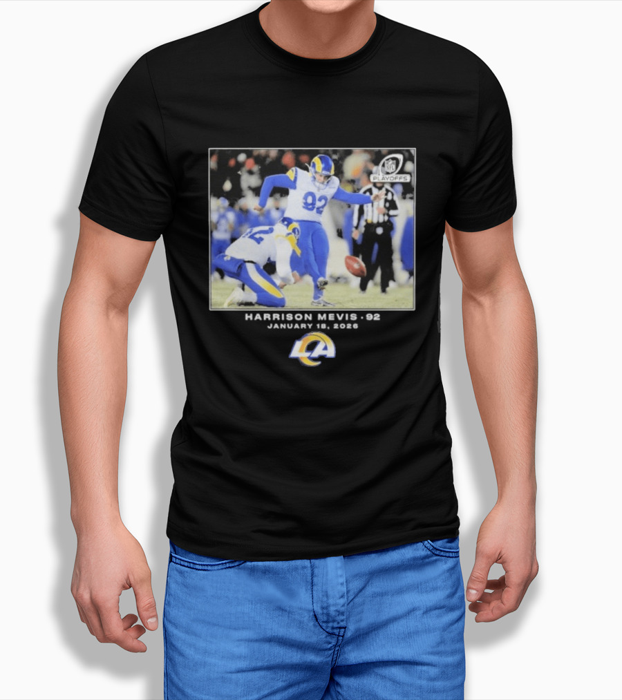 Harrison Mevis Los Angeles Rams NFL Playoffs Kick 92 T-Shirt