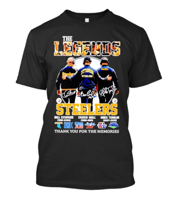 Pittsburgh Steelers Legends Bill Cowher Chuck Noll Mike Tomlin Thank You For The Memories T-Shirt