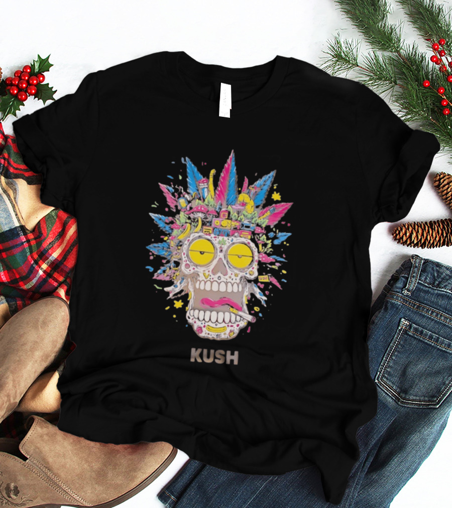 Psychedelic Kush Skull Vibrant Cannabis T-Shirt