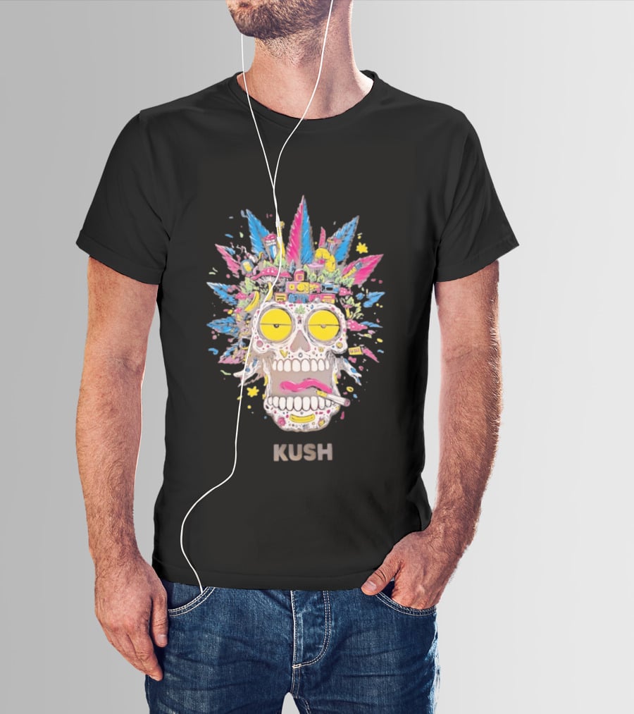 Psychedelic Kush Skull Vibrant Cannabis T-Shirt