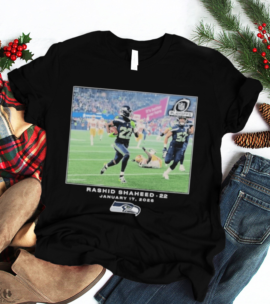 Seahawks Playoffs Rashid Shaheed Jan 17 2026 NFL Action T-Shirt