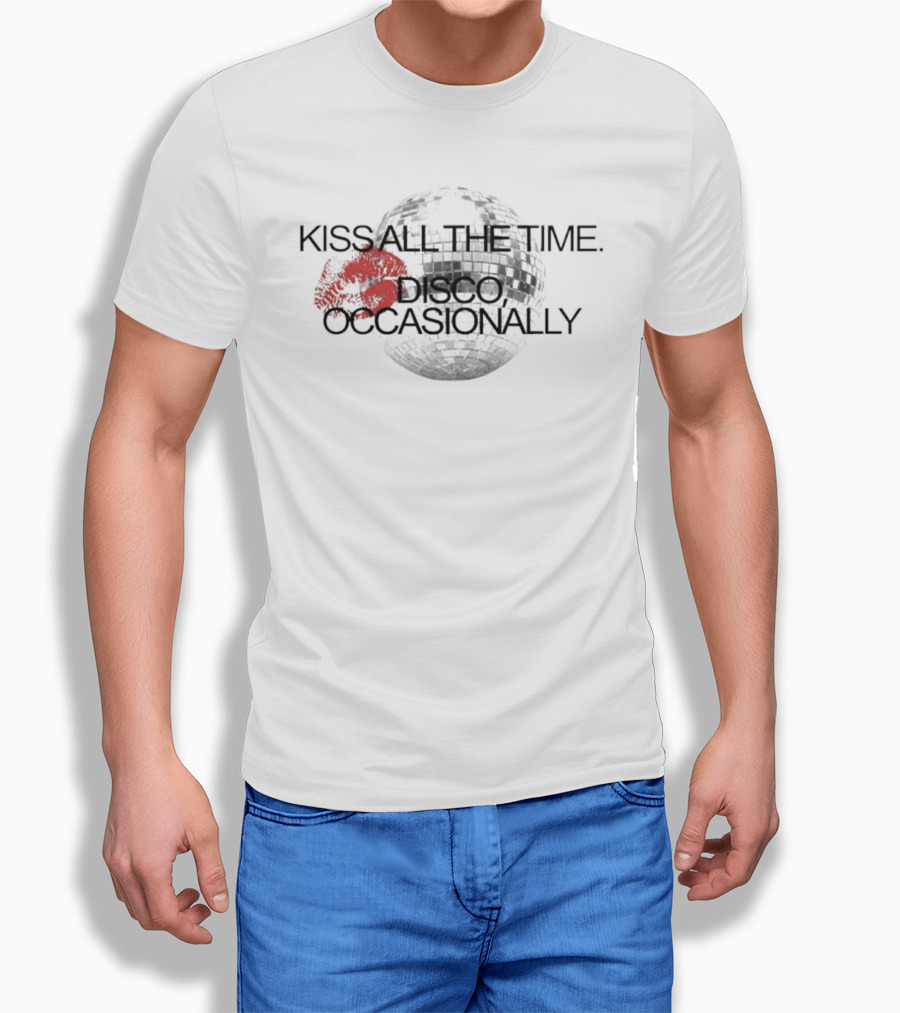 Kiss All The Time Disco Occasionally Ball Red Lips Disco Ball T-Shirt