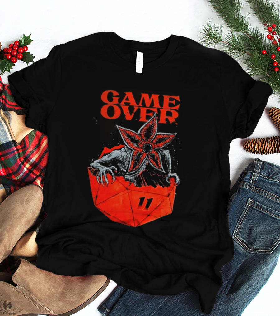 Game Over Stranger Things Demogorgon Eleven Dice T-Shirt