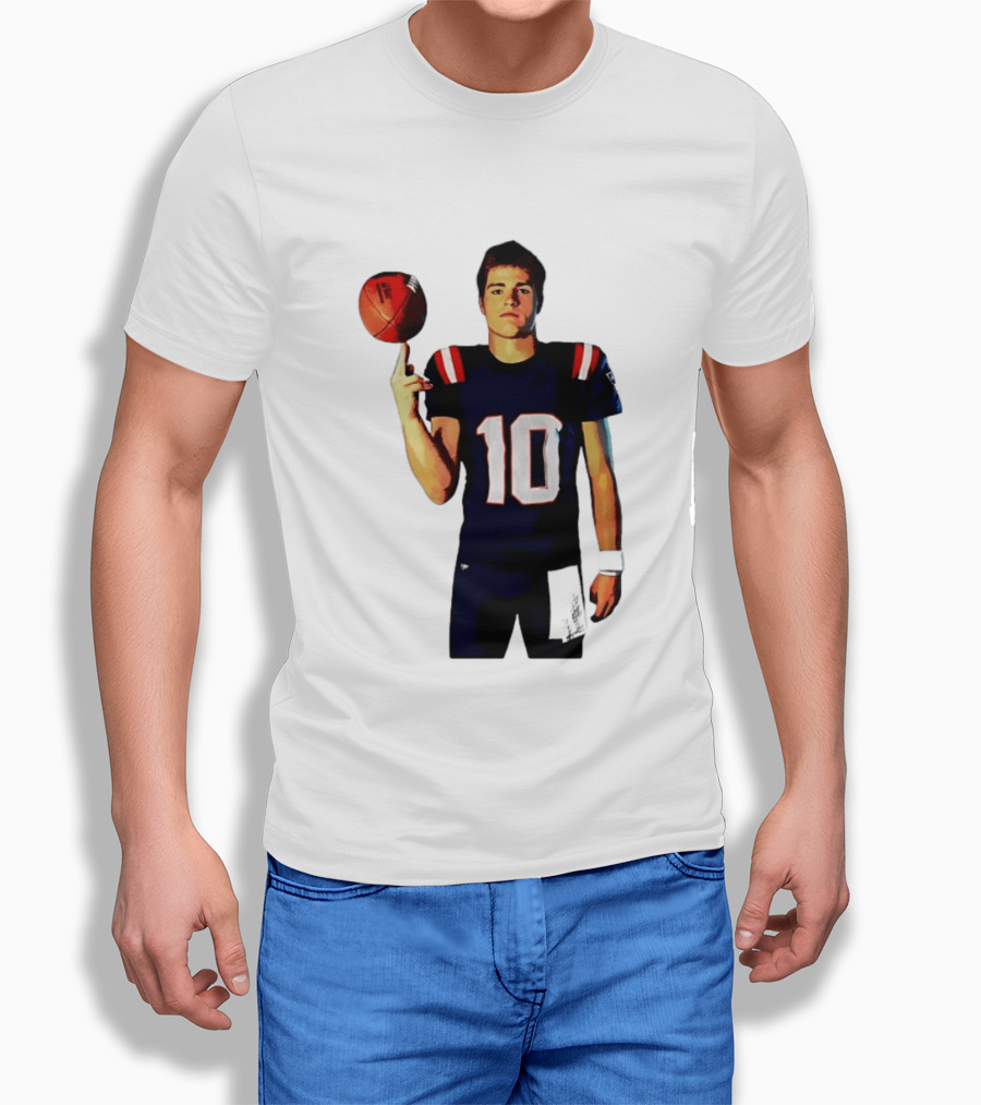 Drake Maye M.N.E.G.A. New England Patriots Football 10 T-Shirt