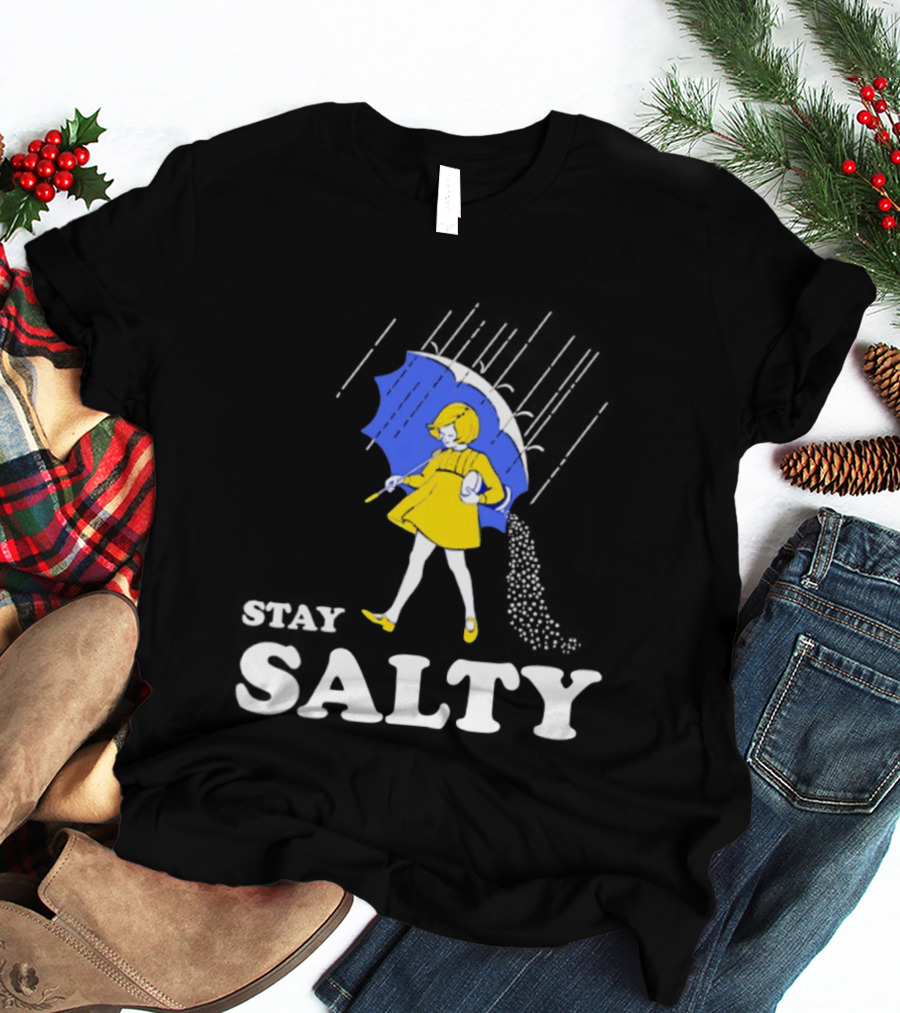 Stay Salty Girl In Yellow With Blue Umbrella T-Shirt